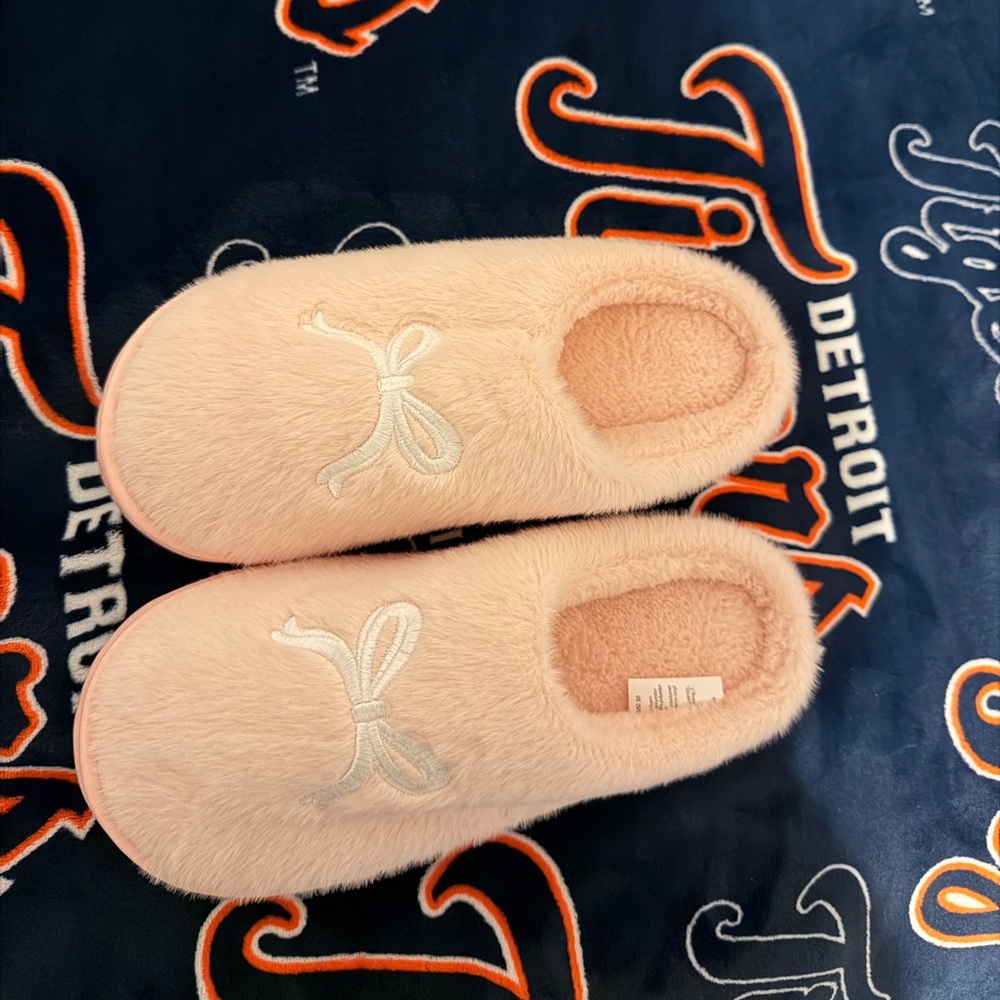 Cozy Pink Fuzzy Slippers with Bow